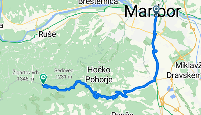 Ulica Kneza Koclja, Maribor до Lobnica, Pohorje