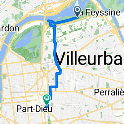 Villeurbanne nach Place Charles Béraudier, Lyon