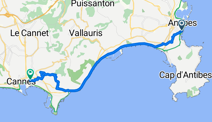 Rue de la Tourraque, Antibes to Place de la Gare, Cannes