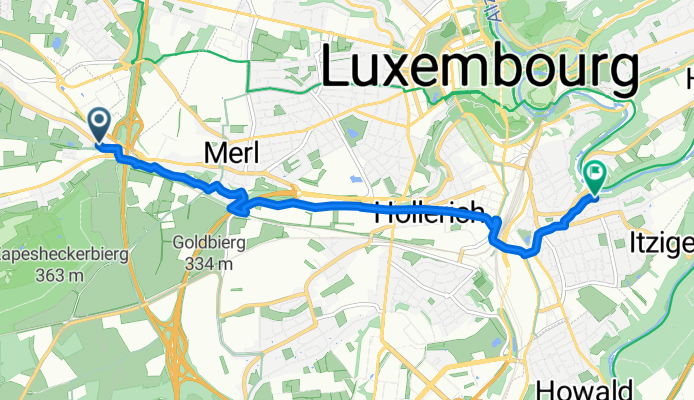 Rue de Luxembourg, Bertrange to Rue de l'Égalité, Luxembourg