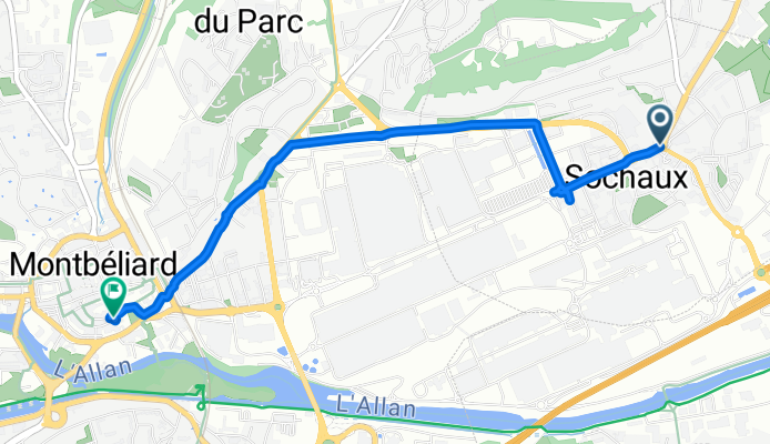 Avenue du Général Leclerc, Sochaux nach Rue de Belfort, Montbéliard