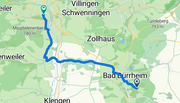 Gartenstraße, Bad Dürrheim nach Münsterplatz, Villingen-Schwenningen