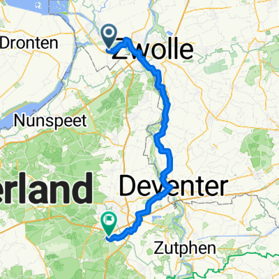 Alternatieve route naar Hotel Het Veluwse Bos, 73 km