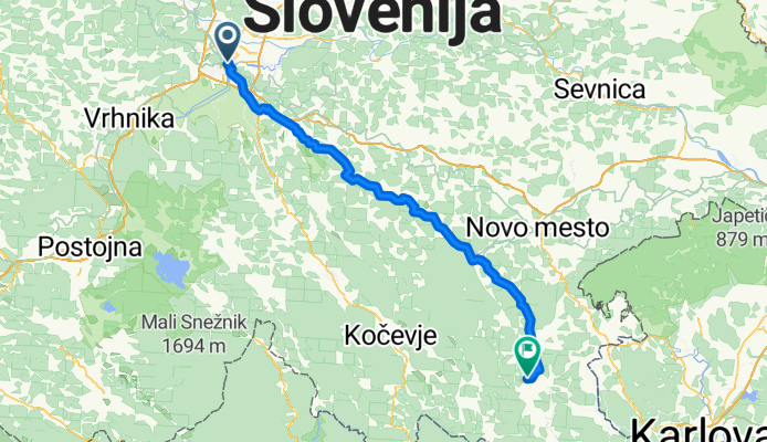 Route to Črnomelj