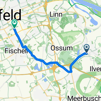 Hauptstraße, Meerbusch nach Oberdießemer Straße, Krefeld
