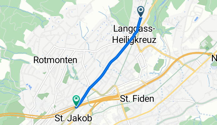 Bruggwaldstrasse, St. Gallen nach St Jakob Strasse, St. Gallen