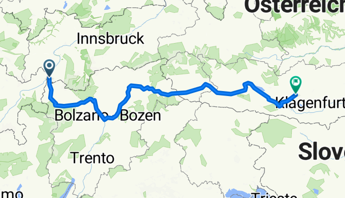 Nauders-Meran-Bozen-Bruneck-Sillian-Lienz-Villach-Feldkirchen