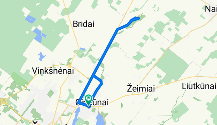 Aušros g., Ginkūnai до Aušros g., Ginkūnai