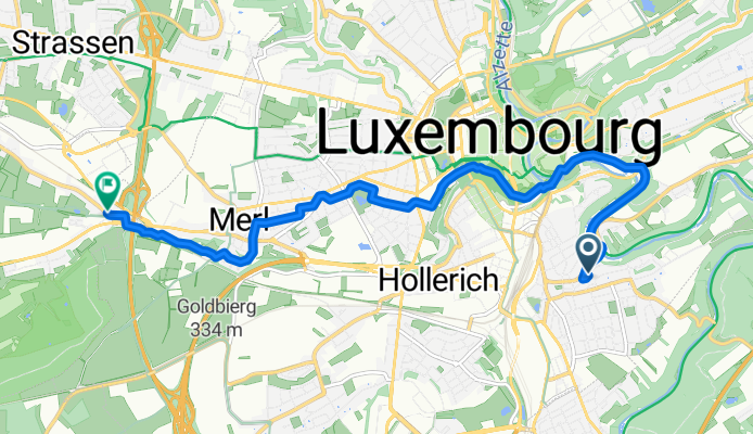 Rue de l'Égalité, Luxembourg to Rue de Luxembourg, Bertrange