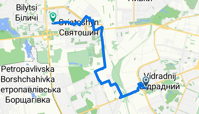 Любомира Гузара проспект, Київ to Василя Стуса вулиця, Київ