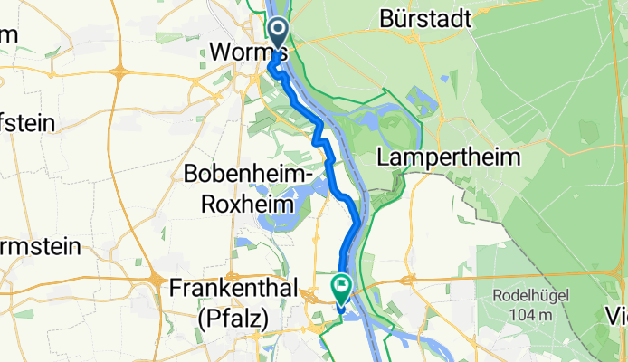 Rheinstraße, Worms nach Muldenweg, Ludwigshafen am Rhein