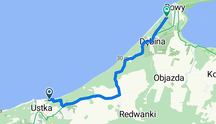 Promenada, Ustka do Wczasowa, Rowy