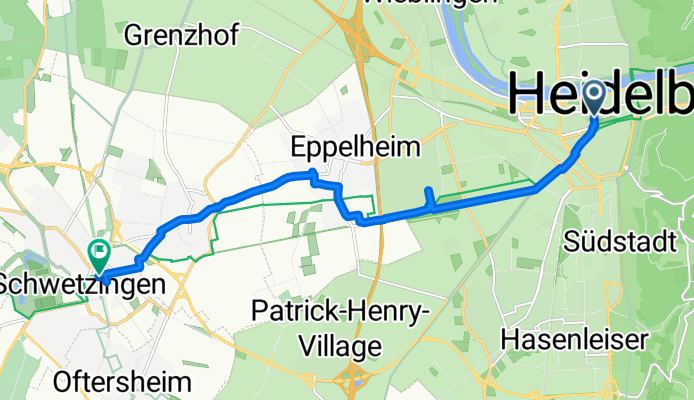 Bergheimer Straße, Heidelberg nach Carl-Theodor-Straße, Schwetzingen
