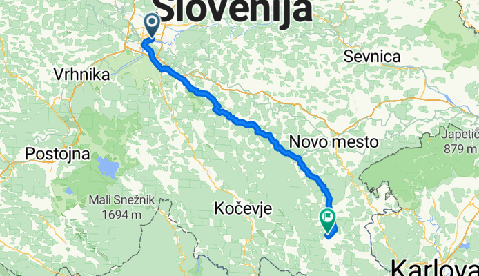 Zaloška cesta, Ljubljana to Tušev Dol, Črnomelj