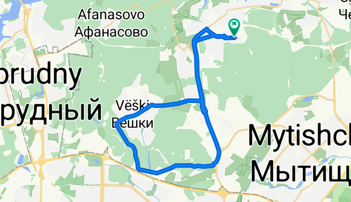 Тенистый бульвар, Городской Округ Мытищи до Тенистый бульвар, Городской Округ Мытищи