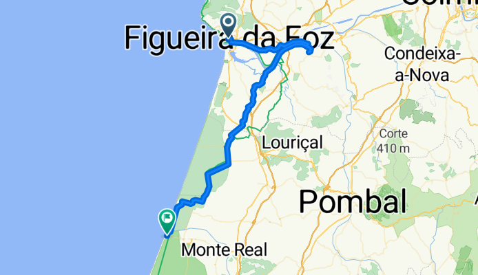 Largo Pereira dos Santos, Figueira da Foz nach Largo Primeiro de Maio, Vieira de Leiria