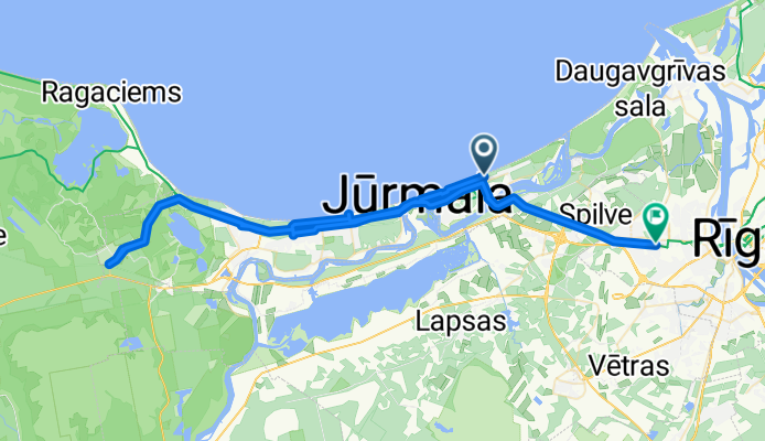 Bulduri, Юрмала до Rostokas iela, Рига