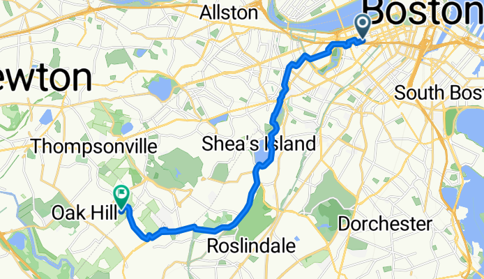Boylston St, Boston to Wayne Rd, Newton