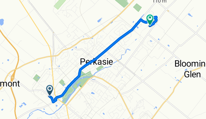 Lawn Ave, Sellersville to Mervin C Bryan Walking Path, Perkasie