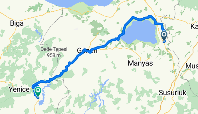 30 Temmuz Bandirma to Yenice İda Ala Kamp Alanı