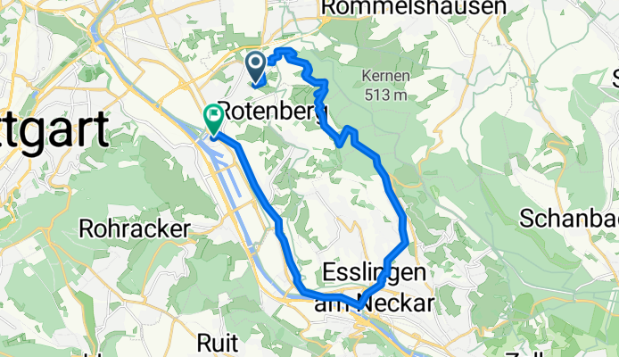 Goldtäleweg, Stuttgart nach Beim Inselkraftwerk, Stuttgart