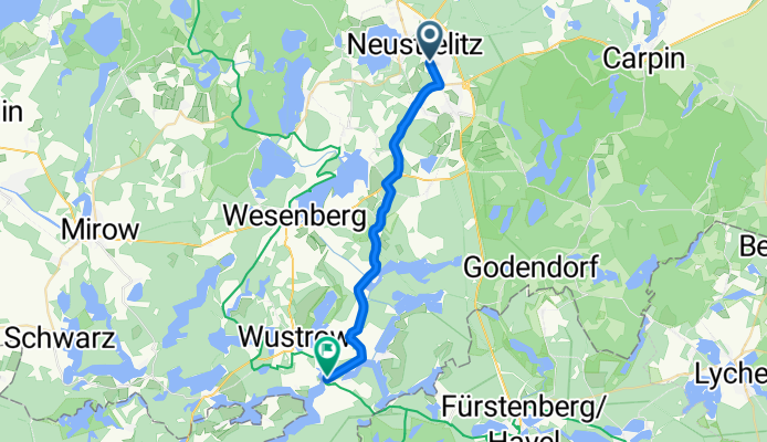 Strelitzer Chaussee nach Schleusengasse