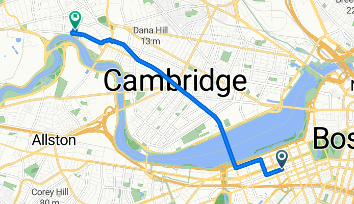 Back Bay, Boston to Mt Auburn St, Cambridge