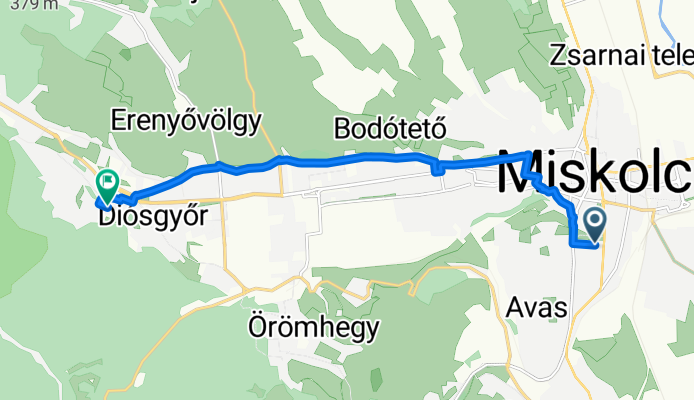 Route from Miskolc
