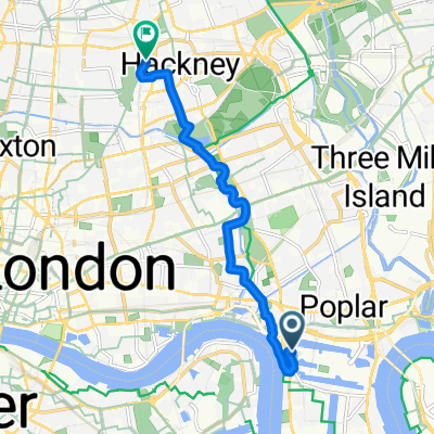 Westferry Road, London to Hillman Street, London