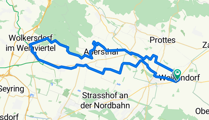 Wkdf. -Pillichsdorf- Wolkersdorf-Zweigelt Radweg- Reyersdorf- Wkdf.