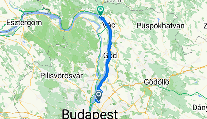 From Budapest to Vác Kompkötő sziget