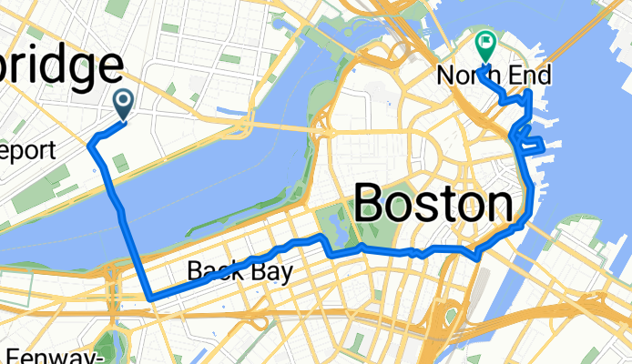 Main St, Cambridge to Cleveland Pl, Boston