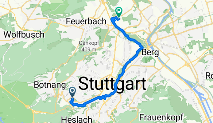 Obere Paulusstraße, Stuttgart nach Auerbachstraße, Stuttgart