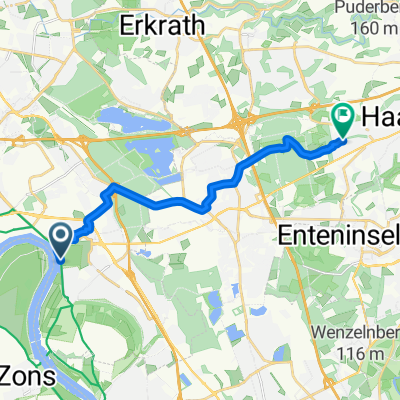 Benrather Schloßufer, Düsseldorf nach Am Sandbach, Haan