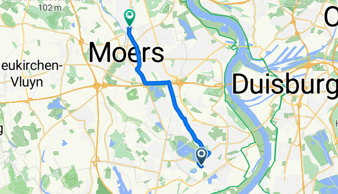 Borgschenweg, Duisburg nach Bergwerkstraße, Moers