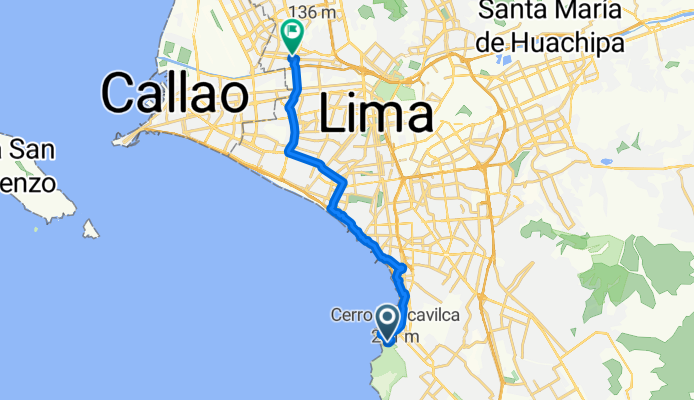 Ruta del morro solar hasta la Avenida Lima