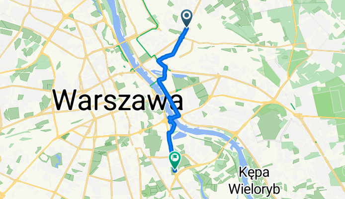 52.269, 21.061 do 52.199, 21.052
