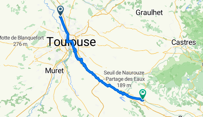 Saint Jory to Castelnaudry 55.5 miles