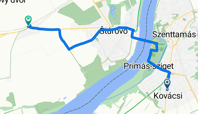 Kiss János vezérezredes út, Esztergom nach 1. mája, Štúrovo