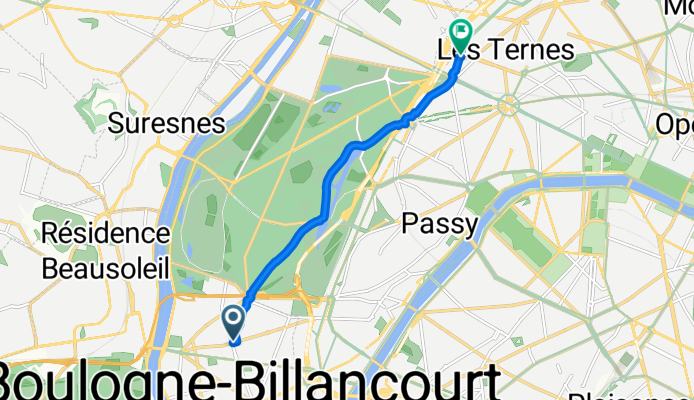 Rue d'Aguesseau, Boulogne-Billancourt à Avenue des Ternes, Paris
