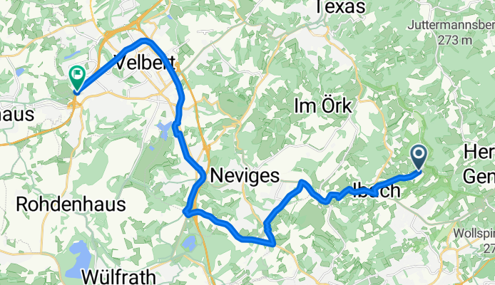 Fettenberger Weg, Wuppertal nach Uhlandstraße, Velbert
