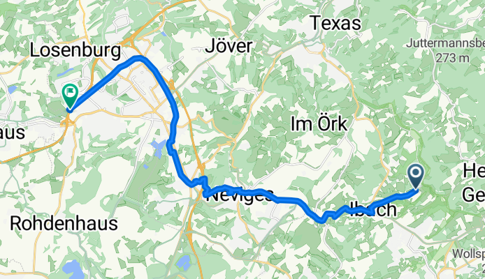 Fettenberger Weg, Wuppertal nach Uhlandstraße, Velbert