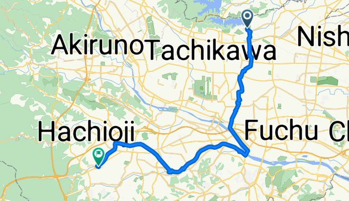 多摩湖通り, 東大和市へ東浅川町, 八王子市