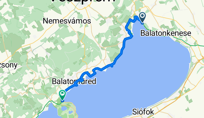 Balatonfűzfő to Lepke sor, Tihany