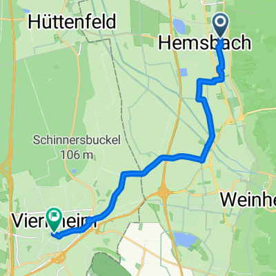 Silcherweg, Hemsbach nach Rathausstraße, Viernheim