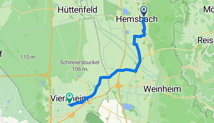 Silcherweg, Hemsbach nach Rathausstraße, Viernheim