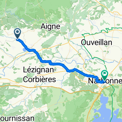 Rue Pasteur, Pépieux à Place de l'Hôtel de Ville, Narbonne