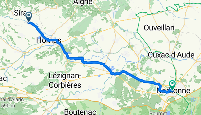 Rue Pasteur, Pépieux à Place de l'Hôtel de Ville, Narbonne