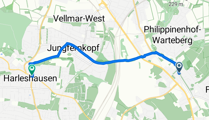 Helmholtzstraße, Kassel nach Hainbuchenstraße, Kassel