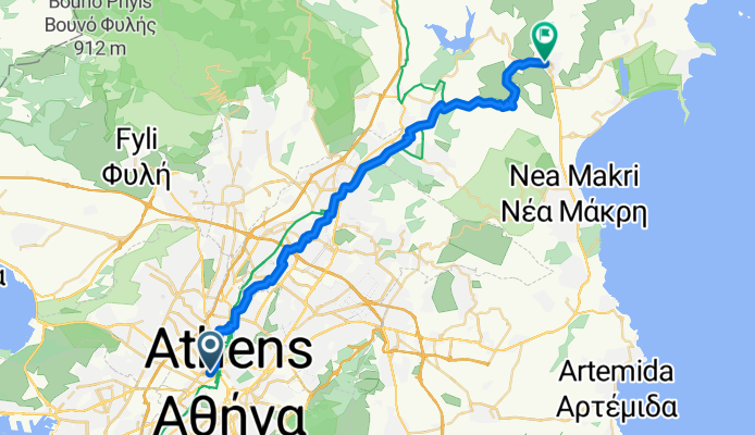 Odysseos, Athen to Marathonos, Marathon